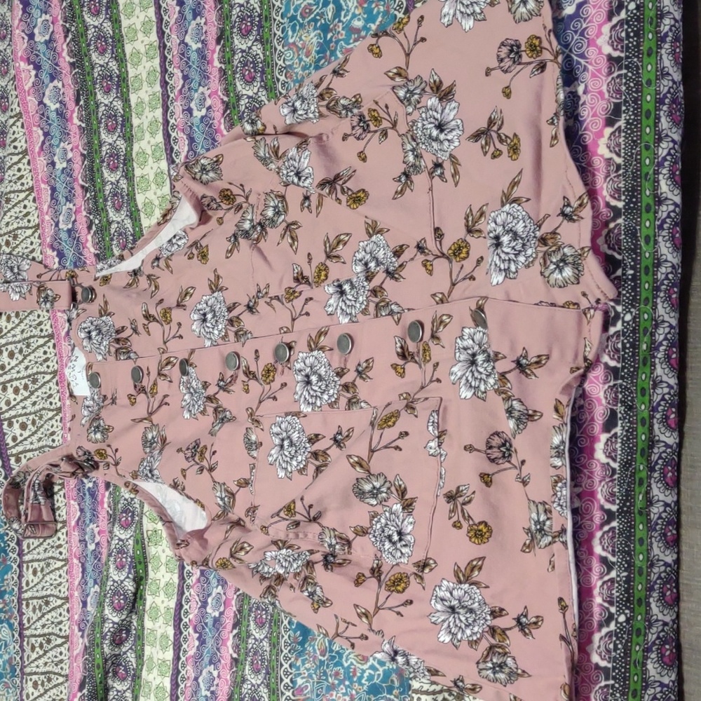 Flowered overall skirt